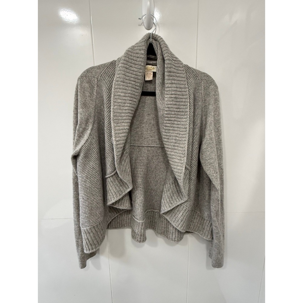 Peck & Peck Wool Cashmere Waterfall Cardigan Gray Women's Large